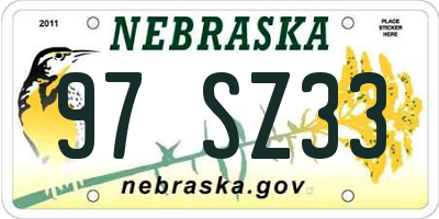 NE license plate 97SZ33