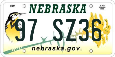 NE license plate 97SZ36