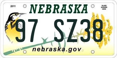 NE license plate 97SZ38