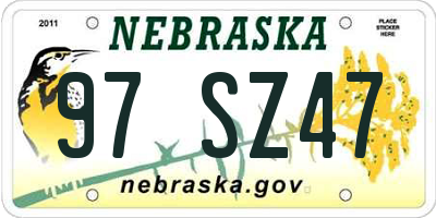 NE license plate 97SZ47
