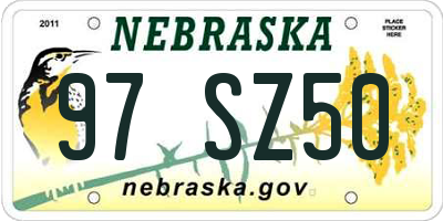 NE license plate 97SZ50