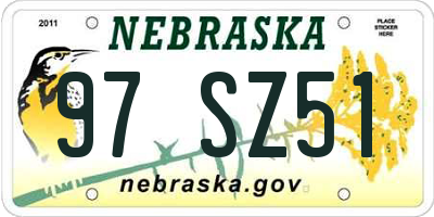 NE license plate 97SZ51