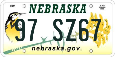 NE license plate 97SZ67