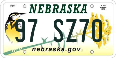 NE license plate 97SZ70