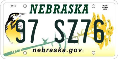 NE license plate 97SZ76