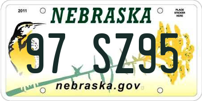 NE license plate 97SZ95