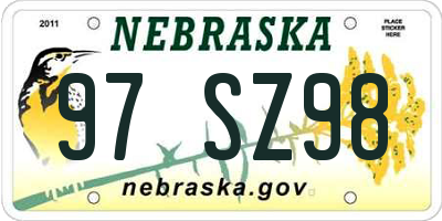 NE license plate 97SZ98