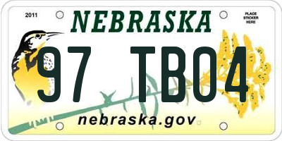 NE license plate 97TB04