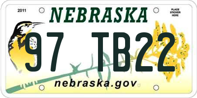 NE license plate 97TB22