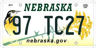 NE license plate 97TC27
