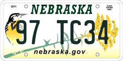 NE license plate 97TC34