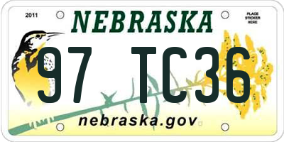 NE license plate 97TC36
