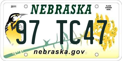 NE license plate 97TC47
