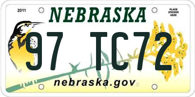 NE license plate 97TC72