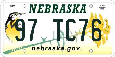 NE license plate 97TC76