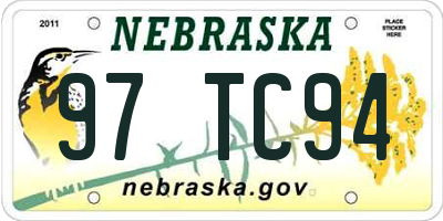 NE license plate 97TC94