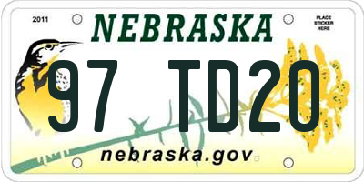 NE license plate 97TD20