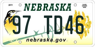 NE license plate 97TD46