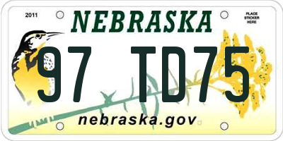 NE license plate 97TD75