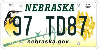 NE license plate 97TD87