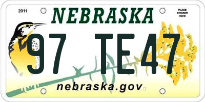 NE license plate 97TE47