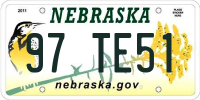 NE license plate 97TE51