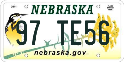 NE license plate 97TE56
