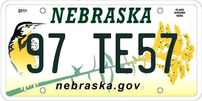 NE license plate 97TE57