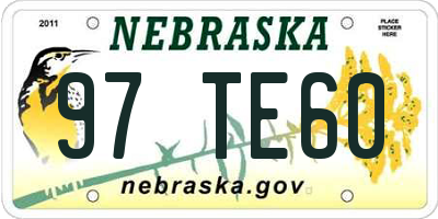 NE license plate 97TE60