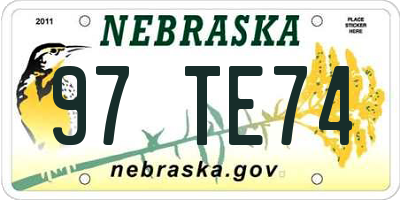 NE license plate 97TE74