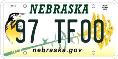 NE license plate 97TF00