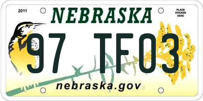 NE license plate 97TF03