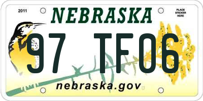 NE license plate 97TF06