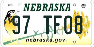 NE license plate 97TF08