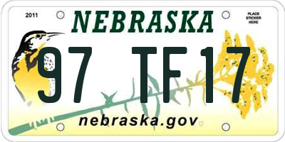 NE license plate 97TF17