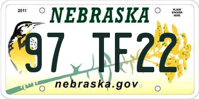 NE license plate 97TF22