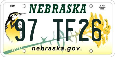NE license plate 97TF26
