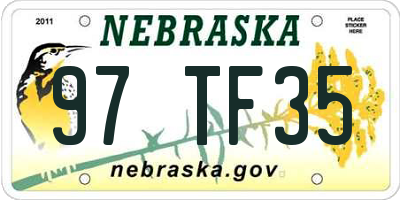 NE license plate 97TF35