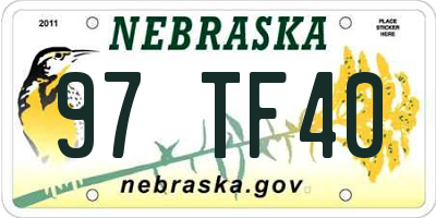 NE license plate 97TF40
