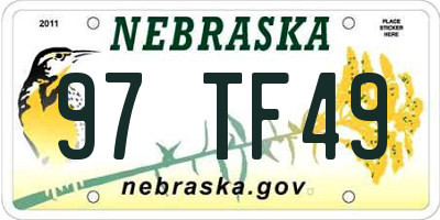NE license plate 97TF49