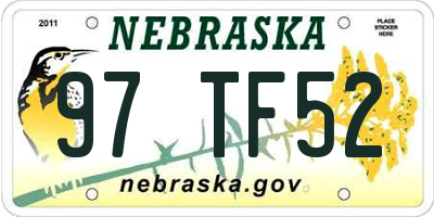 NE license plate 97TF52