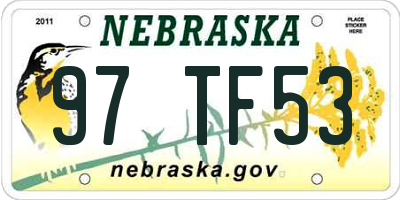 NE license plate 97TF53