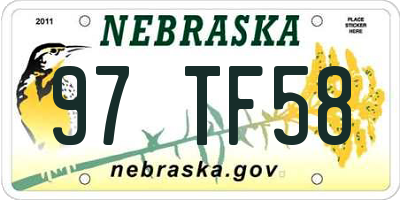 NE license plate 97TF58