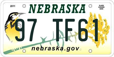 NE license plate 97TF61