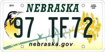 NE license plate 97TF72