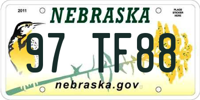 NE license plate 97TF88
