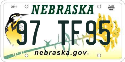 NE license plate 97TF95