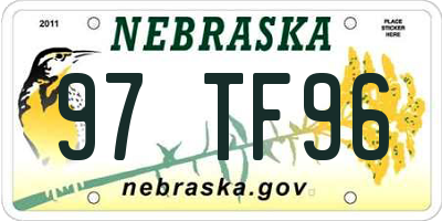 NE license plate 97TF96