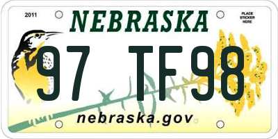 NE license plate 97TF98