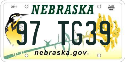NE license plate 97TG39